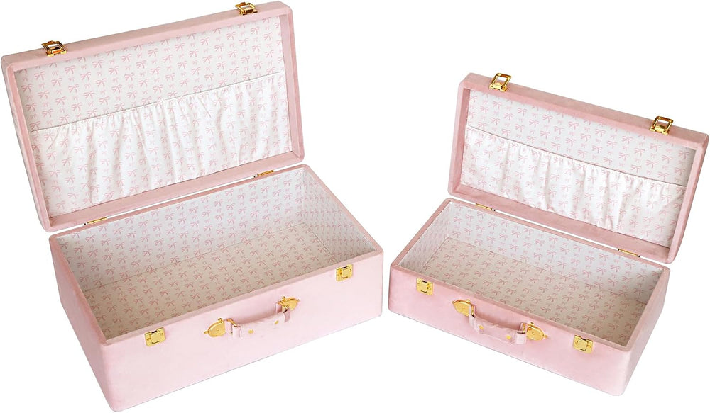 HofferRuffer Velvet Storage Trunks with Wood Frame, Set of 2 Storage Chests w...