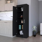 23.6" D*11.9" W*66.8" H Freestanding Kitchen Pantry with 4 Shelves, Double Door, Rectangular Storage Cabinet, Traditional, for Living Room, Dining Room, Black