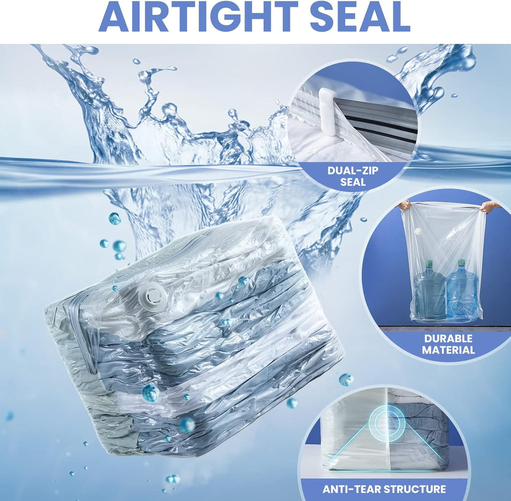 8 Pack Vacuum Storage Bags, Jumbo Cube 31x40x15 Inch, Extra Large Vacuum Seal Bgas for Comforters, Blankets, Pillow, Quilts, Space Saver Clost Oragnization, Clear