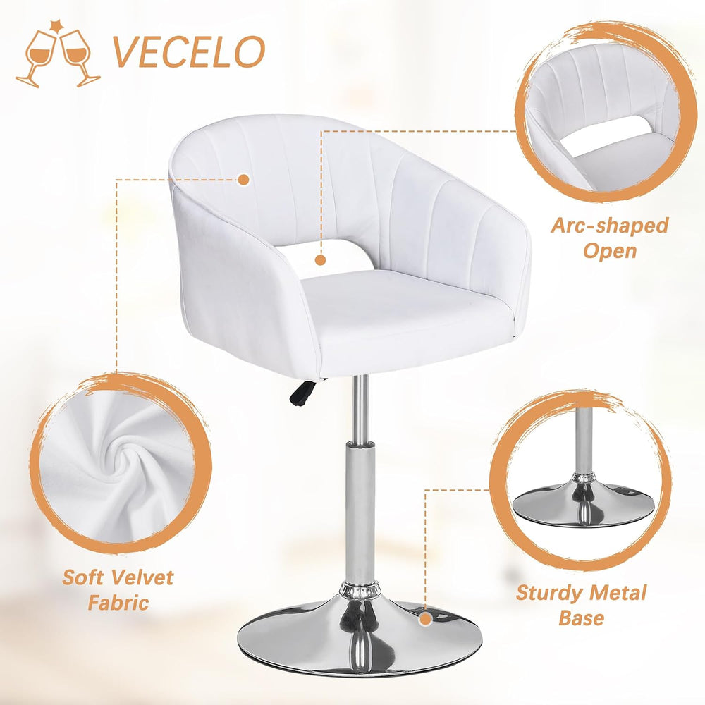 VECELO Large Wide Velvet Accent Chair, Adjustable Luxury Vanity & Dining ...