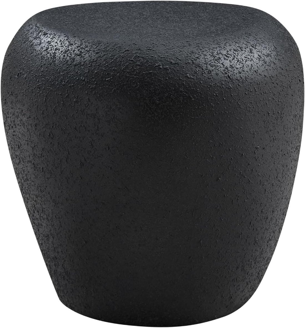 Round Side Table, Modern Faux Stone End Table, Accent Irregular Bedside Table...