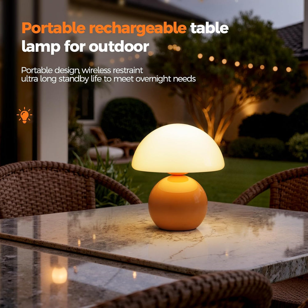 NIORSUN Mushroom Lamp Table Lamp for Bedroom, Portables Cordless Table Lamp,W...