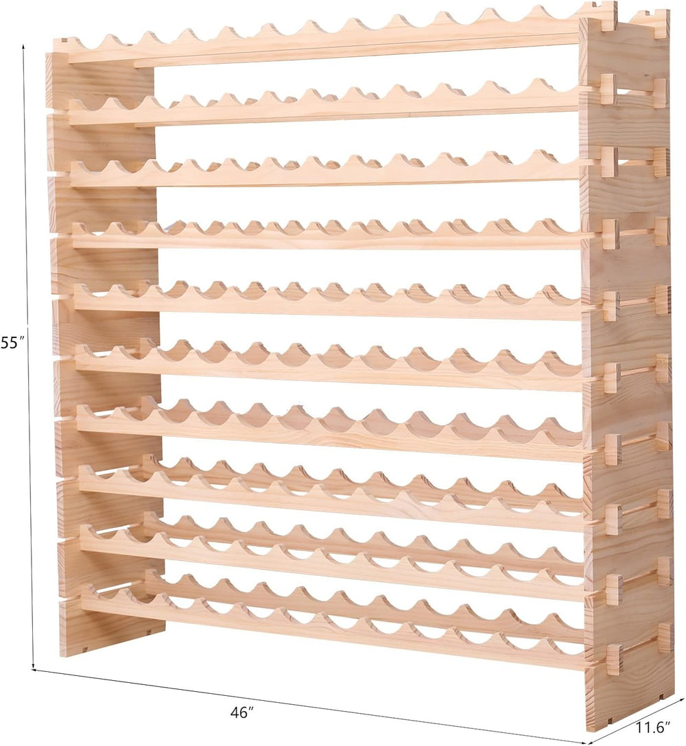 Wood Stackable Storage Modular Wine Rack Cabinet 144 Bottle freestanding Floo...
