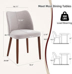 Dining Chair Set of 4, Linen Upholstered Dining Chair with Wood Legs, Wing Backrest, Wooden Kitchen Chair, Kitchen Chairs with Thick Cushions for Dining Room, Living Room, Light Grey