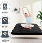 Japanese Floor Mattress, 100% High Density Comfortable Foam, 4" Thicken Foldable Mattress Tatami Mat Sleeping Pad, Ideal for Comfort and Support, Kids Floor Lounger Pillow Bed Sofa, Black, Twin