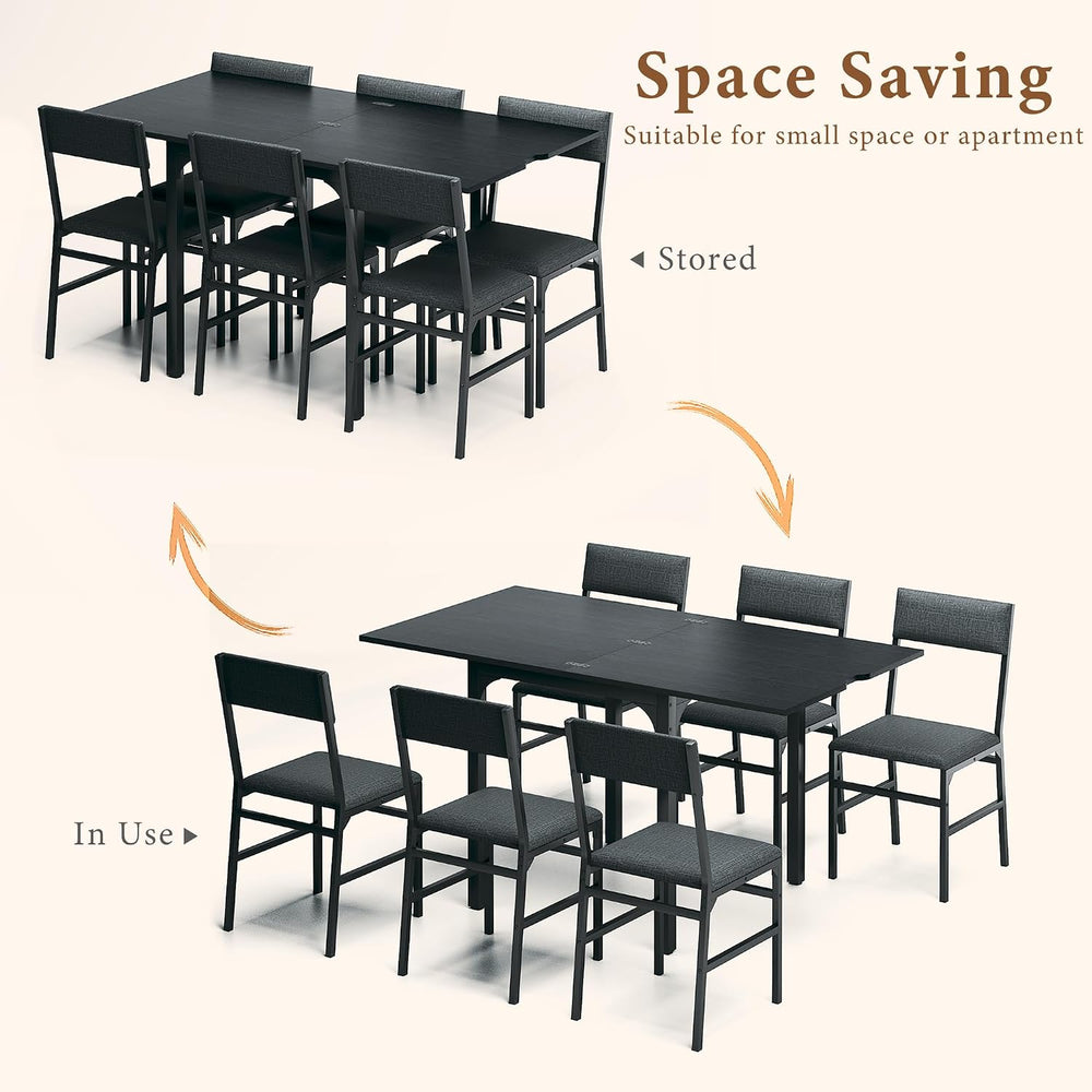 7-Piece Dining Table Set for 4-6, Extendable Kitchen Table Cushion Chairs Set...