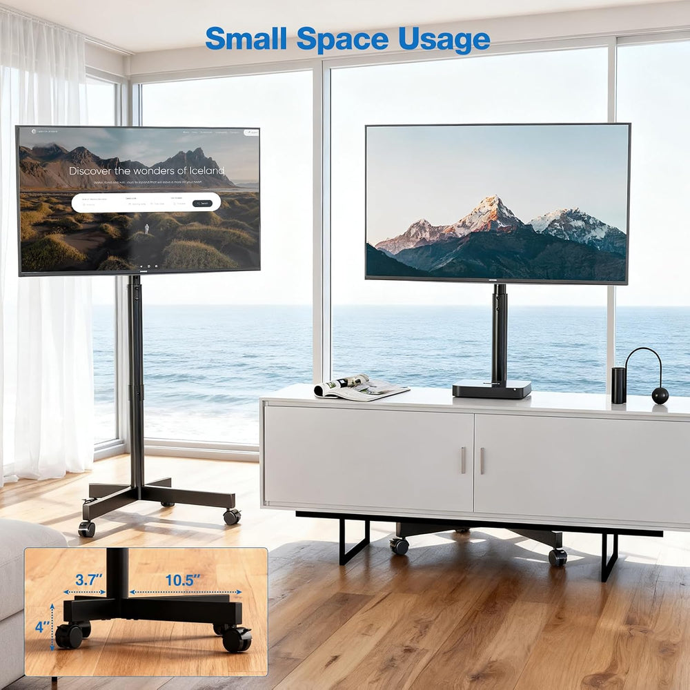 Mobile TV Cart, Floor TV Stand for 13-55 inch TVs with -10°/+15° Tilt Mount H...