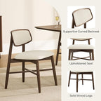 CHITA Wooden Dining Chairs Set of 4, Mid Century Modern Dining Room Chair, Natural Solid Wood Frame Kitchen Chairs, for Dining Room, Kitchen, Living Room (Upholstered Seat, Walnut)