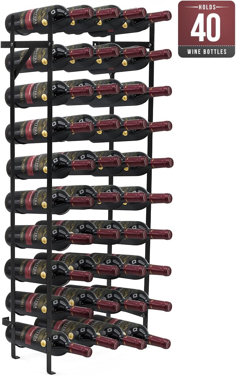 Sorbus Wine Rack Freestanding Floor - Wine Bottle Holder Holds 40 Bottles of Wine - 40 Bottle Capacity Wine Storage for Any Bar, Wine Cellar, Kitchen, Dining Room