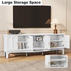 ARTPOWER 67“ Vintage TV Stand for TVs up to 75”, Modern Entertainment Center with Door Cabinets and Open Shelves, Media Console with Storage, White TV Credenza for Living Room, Bedroom
