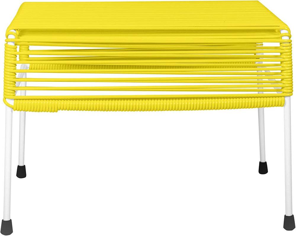 Innit Designs Adam Ottoman, Yellow Weave on White Frame