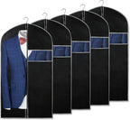 Syeeiex 40 Inch Suit Bag, Garment Bags for Hanging Clothes, Black, Set of 5 | Breathable Suit Bag, Dustproof Hanging Garment Bag, Clear Window and ID Card Holder for Shirts, T-shirts and Jackets
