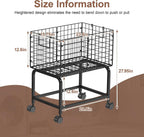Wire Laundry Hamper Cart,Rolling Laundry Carts with Pull Handle,Black Tall Laundry Basket,Commercial Wire Laundry Hamper Cart-23.6 * 15.75 * 28 inches