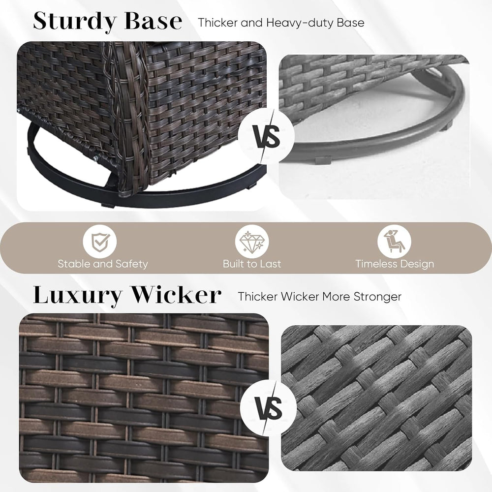 HUMMUH Wicker Patio Furniture High Back Swivel Rocker Patio Chairs Outdoor Bi...