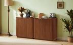 Buffet Cabinet with Curved Wave Design, Multi-Functional Sideboard with Adjustable Shelf for Living Room, Dining Room, and Entryway Storage, 31.5x31.5x15.75 Inch (Walnut)