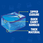 Ziploc Flexible Totes, Large Size, 10 Gallon, 2 Count Organizing Tote with Zipper and Built‑In Handles, Flexible & Stackable Clothing and Home Storage Bag