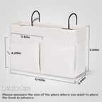 Bedside Caddy White Bedside Hanging Storage Basket Bed Caddy for Headboards Bunk Dorm Rooms Crib Beds Rails Organizer (White)