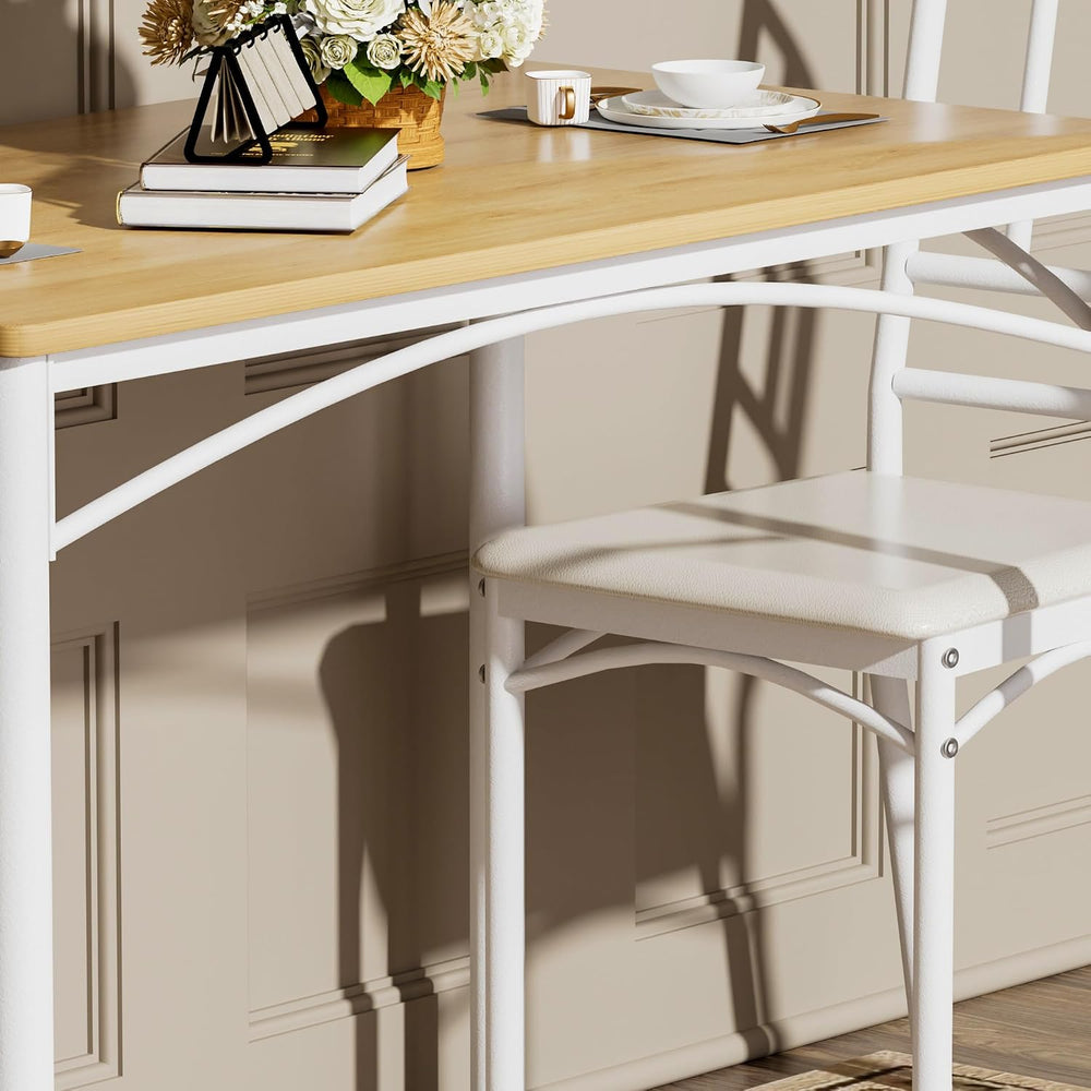 Dining Table Set for 4, Industrial Kitchen Table Set with 4 Upholstered Chair...