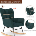 Nursery Rocking Chair, Rocking Chairs for Nursery, Green | Glider Rocker, Anti-Tip Safety Design, 440 Lb Weight Capacity, Cotton Fabric Cover, Padded Seat, for Living Room Bedroom