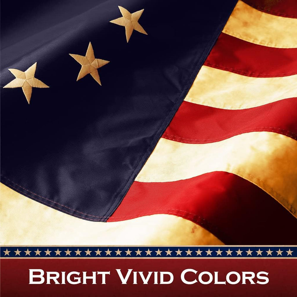 G128 Betsy Ross Tea-Stained Flag | 3x5 Ft | Pole Sleeve Embroidered 420D Poly...