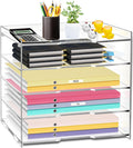 KKU 5 Tier Clear Acrylic Desk Organizer, Letter Tray Paper File Desk Organizer and Accessories For Office Supplies