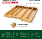 ROYAL CRAFT WOOD Luxury Bamboo Kitchen Drawer Organizer - Silverware Organizer - Utensil Holder and Cutlery Tray with Grooved Drawer Dividers for Flatware and Kitchen Utensils (5 Slot, Natural)