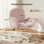 HUANUO Criss Cross Office Chair for Women, Cross Legged Desk Chair with Adjustable Armrests, Soft Corduroy Fabric for Small Spaces, Petite Home Office Computer Chair for Girls, Pink