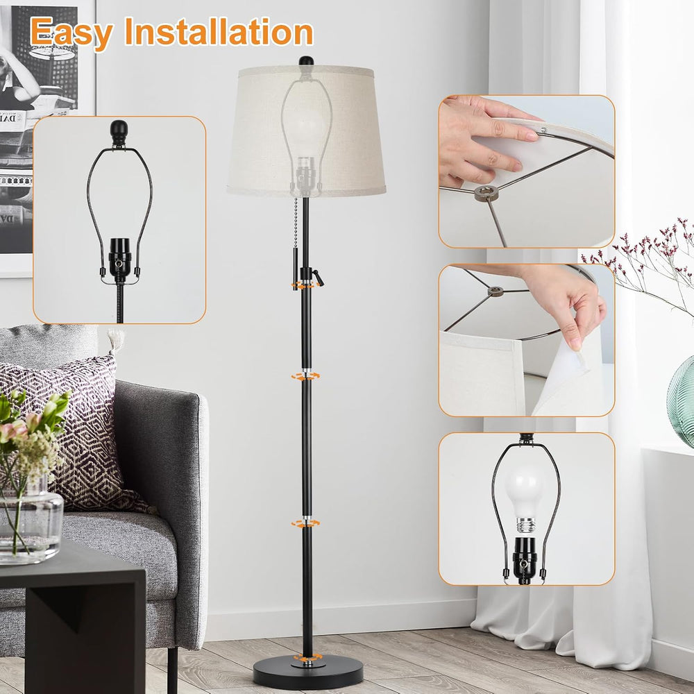 JUNNAI Floor Lamps for Living Room, Black Floor Lamp Adjustable Height Standi...