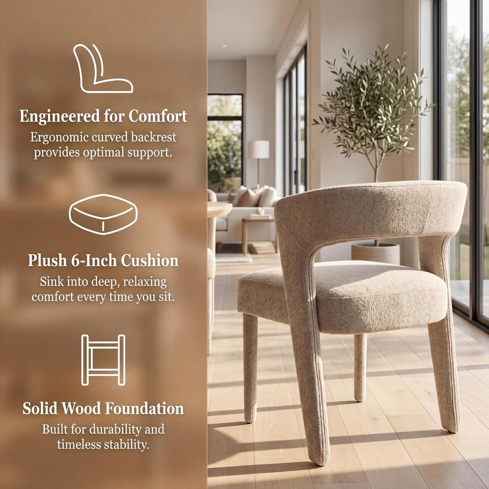 Mid-Century Upholstered Dining Chairs Set of 6, Modern Chenille Barrel Dining...