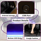 Living Room Furniture Set, Power Sectional Recliner Sofa and Chair Set with LED Light, Air Leather Electric Reclining Sofa with 5 Recliner Seats/Cup Holders/USB Port/Storage Console for Living Room
