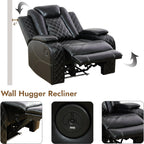 Living Room Furniture Set, Power Sectional Recliner Sofa and Chair Set with LED Light, Air Leather Electric Reclining Sofa with 5 Recliner Seats/Cup Holders/USB Port/Storage Console for Living Room