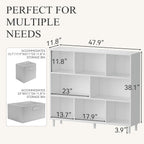 Wood Cube Storage Organizer White Bookshelf - 3-Tier Freestanding Storage Cabinet with Legs for Home Office, 8-Cubes Open Shelf
