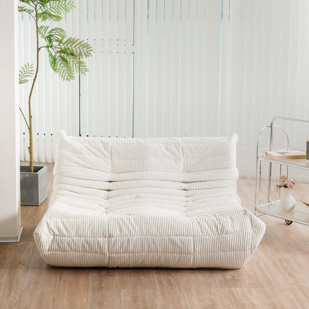 N&V Fireside Loveseat, Mid Century Armless Twin Size Floor Sofa, Soft Pre...
