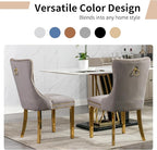 Luxury Upholstered Dining Chairs Set of 8, Grey Kitchen Chair with Golden Metal Legs, Velvet Tufted Back Dining Chair, Sillas de Comedor, Modern Kitchen & Dining Room Chairs (Gray, 8 Pcs)