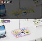 Marbrasse Desk Drawer Organizer, Metal Mesh Drawer Organizer Tray with 5 Adjustable Compartments,Desk Organizers and Accessories for Home,Office,Kitchen,Makeup,Vanity (Purple)
