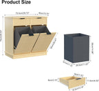 Natural Double Tilt Out Laundry Hamper Cabinet Laundry Basket Cabinet Hidden Laundry Hamper with 2 Drawers & 2 Baskets for Bathroom Bedroom,30x30x16in