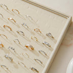 Large Velvet Jewelry Tray 2 Pack Stackable Jewelry Display Drawer Inserts Trays Organizer for Earring Bracelet Necklace Ring (Beige, Ring 81 Slots)