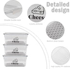 Cheese Holder Food Storage, Airtight Cheese Storage Box with Lid- Non Toxic, Lunch Meat Storage Sandwich Ham Cheeses Salami Sliced Turkey for Refrigerator to Keep Food Fresh,Clear-3Pack