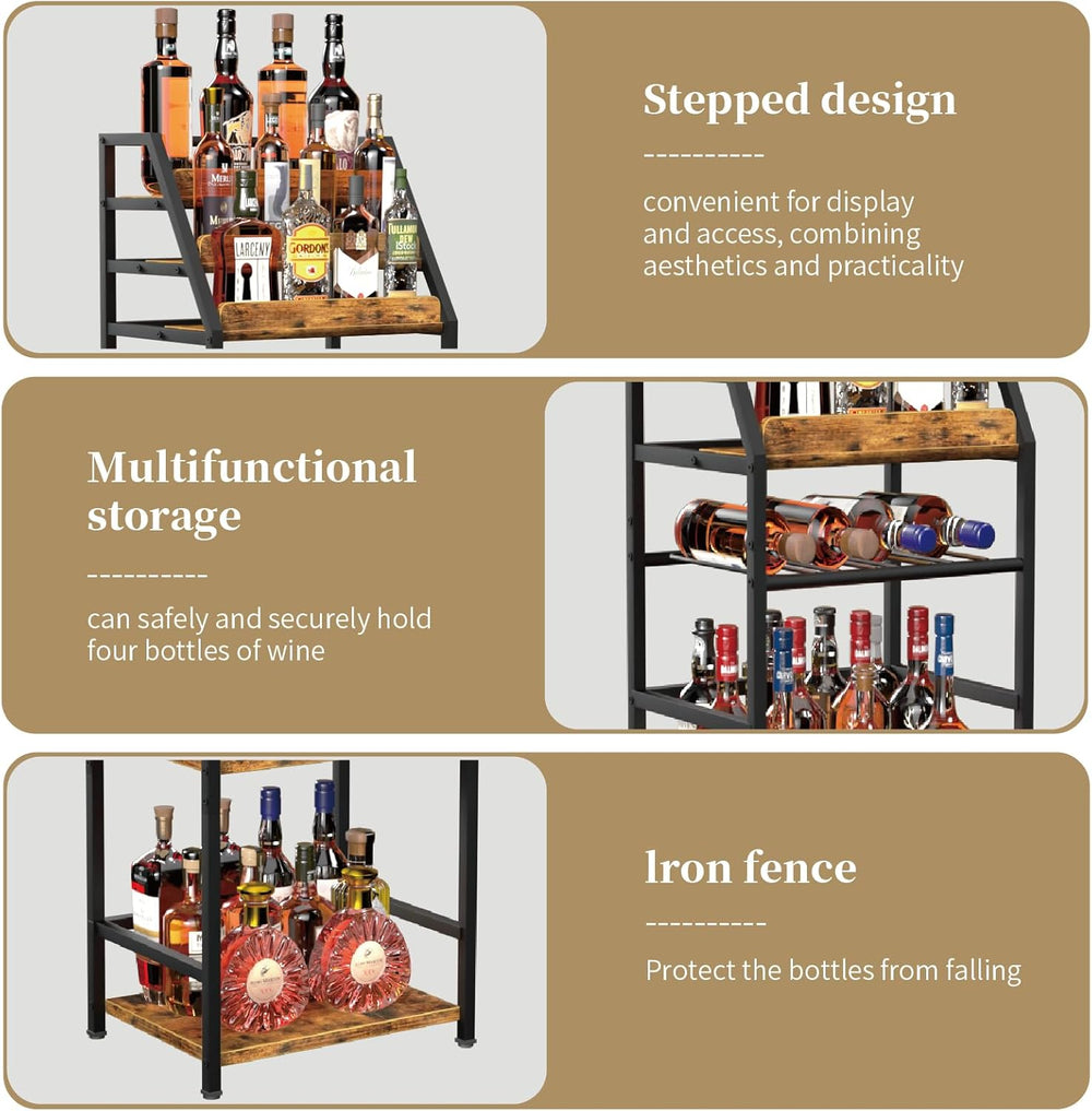 Trapezoid Liquor Wine Rack - Stepped Freestanding Design for Home - Fits Livi...