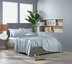Pure Bamboo Queen Sheets, Genuine 100% Organic Viscose Derived from Bamboo Bed Sheet Set, Luxuriously Soft & Cooling, Double Stitching, Lifetime Quality Promise (Queen, Glacier)