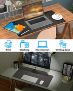 Small Desk Mat,Leather Desk Pad Protector,Desk Mouse pad,Office Desk mat,Laptop Mat for Desk, Non-Slip PU Leather Desk Blotter,Waterproof Desk Writing Pad for Office/Home(31.5"x15.7",Dark Grey)