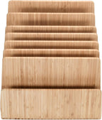 MobileVision Bamboo Device Organizer for Smartphones, Tablets and Laptops, 7 Slots With Extra Wide Slots for Laptops