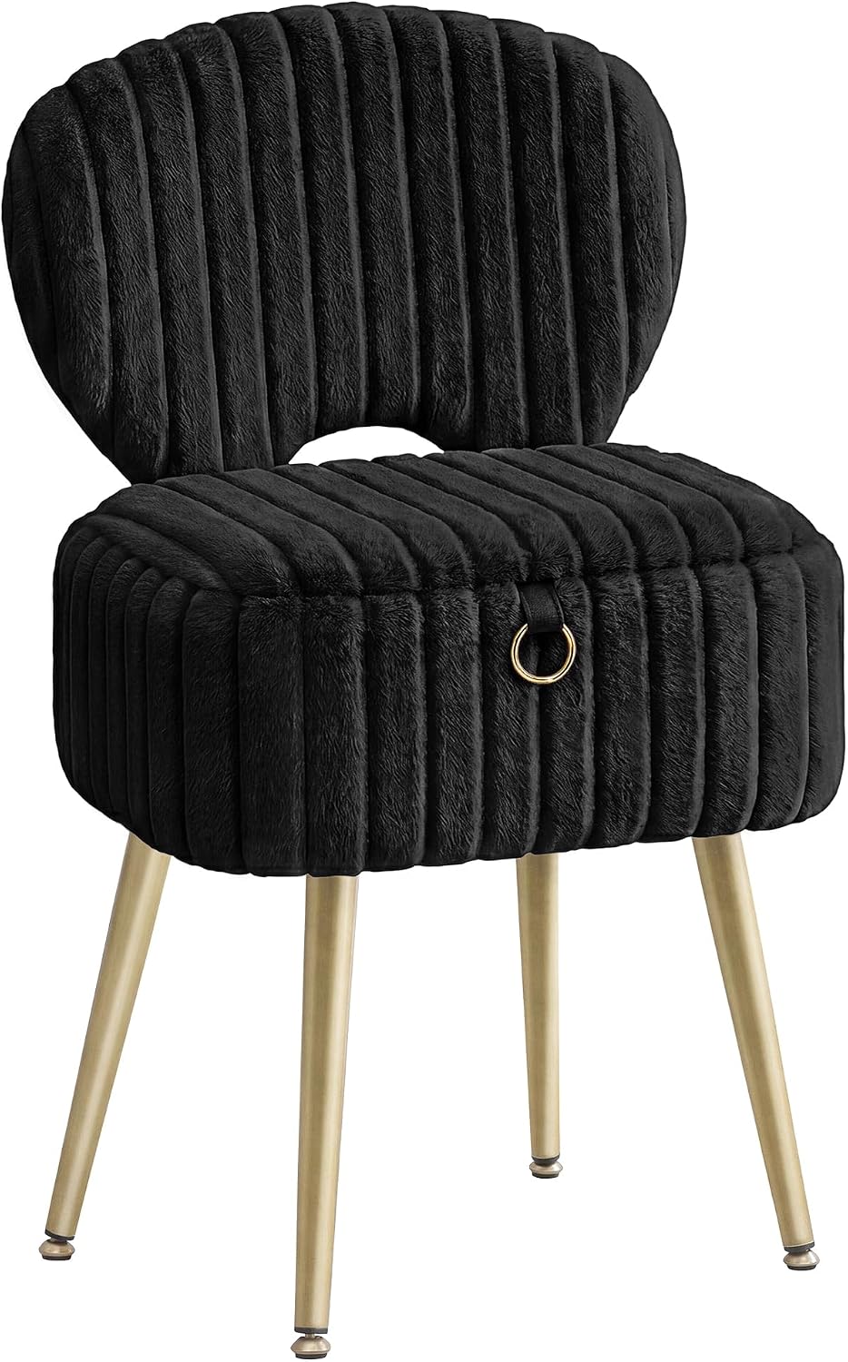 SONGMICS Vanity Chair, Makeup Stool with Folding Backrest
