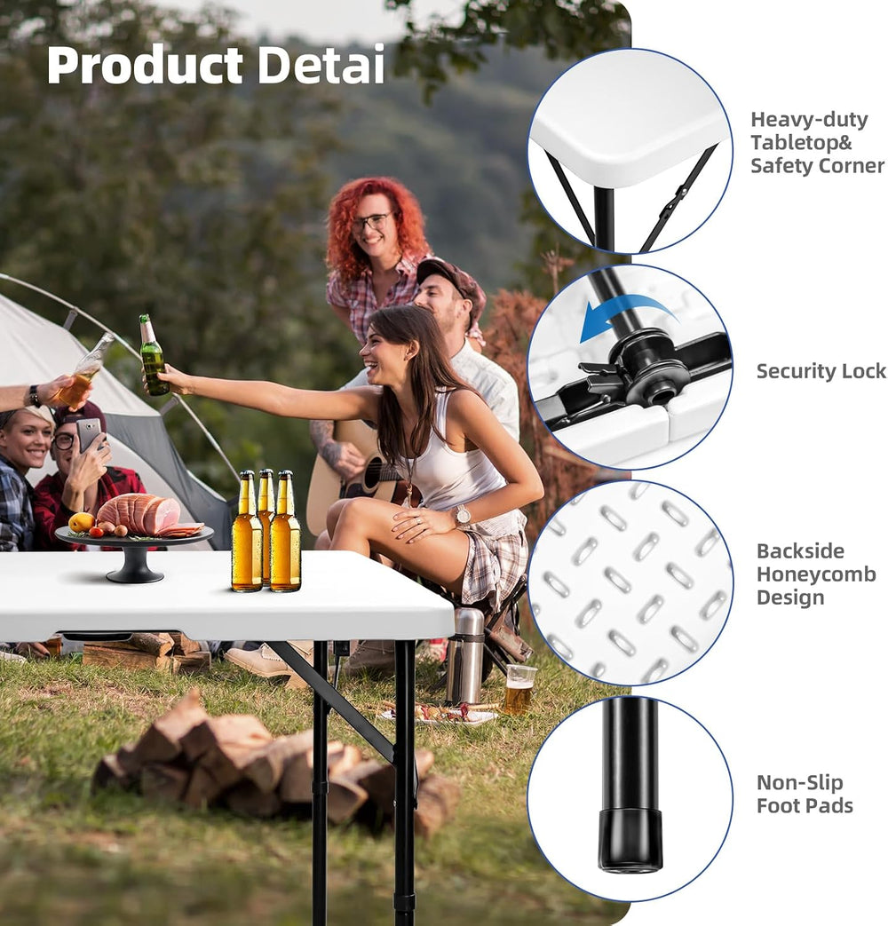 34" Foldable Square Table | Lightweight, Durable & Perfect for Indoo...