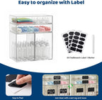 Baby Bottle Organizer Stackable, 4 Pack Clear Stackable Storage Drawers with 3 Stickers & 1 Pen, for Stationery, Cosmetics, Bathroom, Vanity, Countertop & Cabinet ((7.7’’ and 3.4’’Tall)