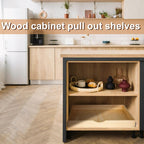 Menkxi 2 Set Pull out Tray Cabinet Organizer Wooden Pull Drawers storage Slide out Pantry Shelf for Base Cabinet Kitchen Gentle Close Fully Assembled Accessories(Wood Color,27'' X 21'' X 3")