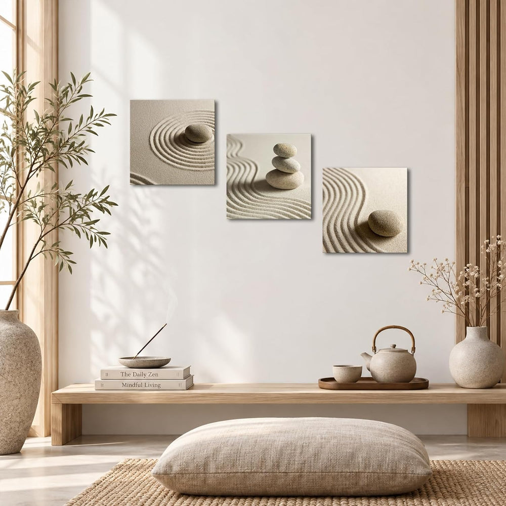 Artsbay Zen Stone Wall Art, Modern Spa Room Wall Decor 12''x12'&#...