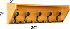 SKOLOO Wall Shelf with Hooks, 24-Inch Brown Coat Rack Wall Mount with Shelf Organizer - Lightweight & Sturdy, 5 Tri Hooks - Perfect for Entryway, Hallway, Living Room, Bedroom, Mudroom
