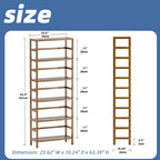 HITNET Bookcase, Bamboo Bookshelf, 6-Tier Adjustable Tall Open Book Shelf, Free Standing Storage Shelves Organizer, Flower Plant Display Stand, Walnut