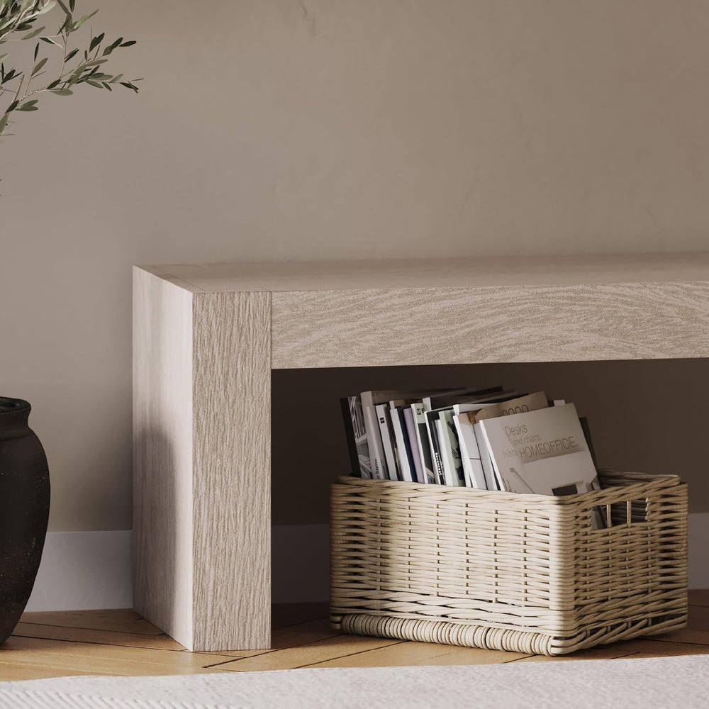 Maven Lane Zeno Bench, Grey Solid Wood | Handcrafted Solid Wood Bench, Ideal ...